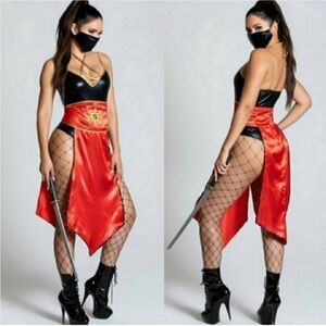 Yandy Sexy Violent Red Ninja Costume 3 Piece Set Size Large